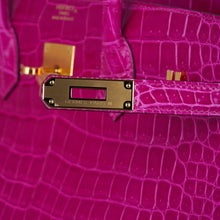 Load image into Gallery viewer, Birkin 35 Rose Scheherazade Porosus Crocodile Bag Gold Hardware