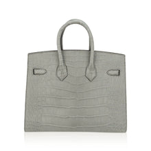 Load image into Gallery viewer, Birkin 25 Bag Gris Ciment Matte Alligator with Gold Hardware