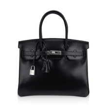 Load image into Gallery viewer, Birkin 30 Black Box Leather Bag Palladium Hardware