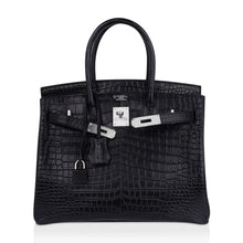 Load image into Gallery viewer, Birkin HSS 30 Matte Porosus Crocodile Black / Rose Pourpre Bag