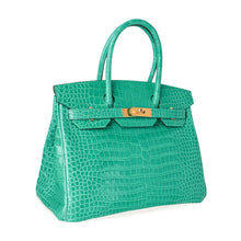 Load image into Gallery viewer, Birkin 30 Bag Jade Porosus Crocodile Gold Hardware
