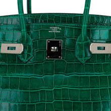 Load image into Gallery viewer, Birkin 35 Bag Emerald Porosus Crocodile with Palladium Hardware