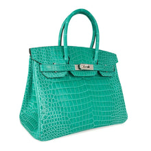Load image into Gallery viewer, Limited Edition Birkin 30 Bag Vert Jade Porosus Crocodile with Palladium Hardware