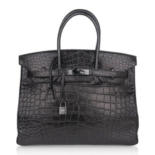 Load image into Gallery viewer, Birkin 35 Bag So Black Limited Edition Matte Black Alligator