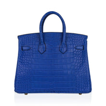 Load image into Gallery viewer, Birkin 25 Bag Blue Zellige Matte Alligator Gold Hardware
