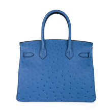 Load image into Gallery viewer, Birkin 30 Bag Bleu Mykonos Ostrich with Gold Hardware
