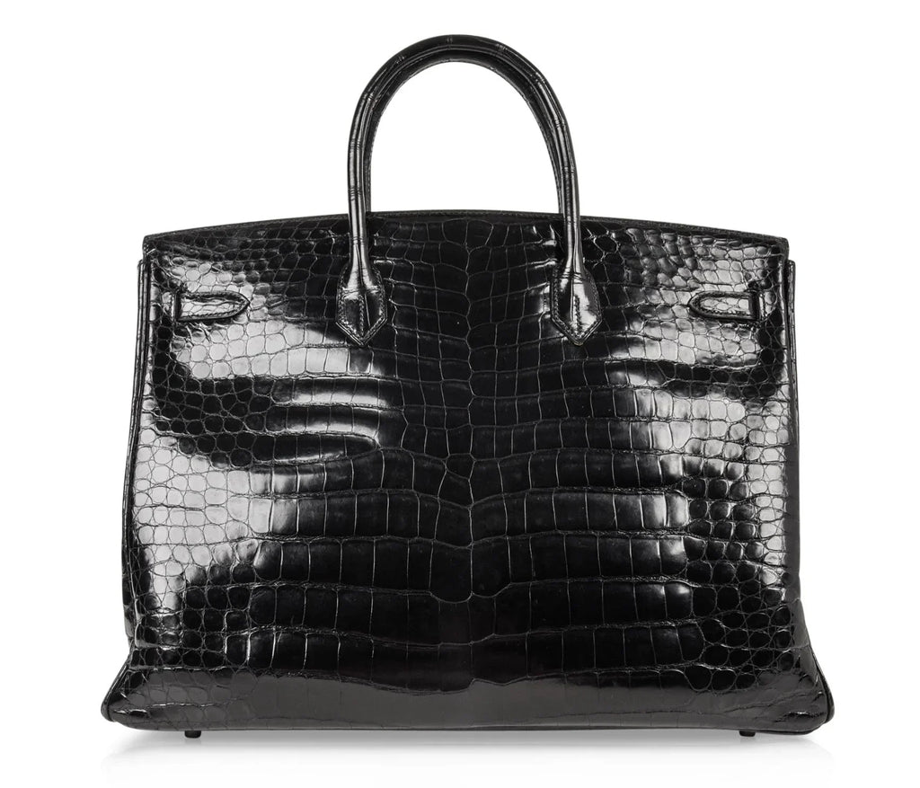 Birkin 40 Bag Black Porosus Crocodile Palladium