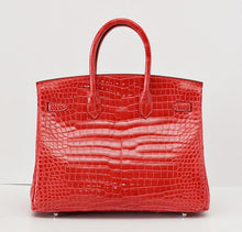 Load image into Gallery viewer, Birkin 35 Bag Porosus Crocodile Bougainvillea Palladium