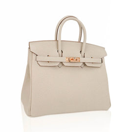Birkin 25 Bag Craie Togo Leather with Rose Gold Hardware