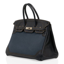 Load image into Gallery viewer, Birkin 35 Ghillies Denim Fonce Toile / Black Evercalf Bag Limited Edition