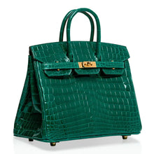 Load image into Gallery viewer, Birkin 25 Bag Emerald Crocodile Gold Hardware