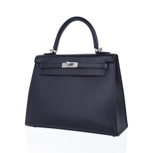 Load image into Gallery viewer, Verso Kelly Sellier 25 Bag Bleu de Minuit &amp; Etrusque Veau Madame Leather with Palladium Hardware