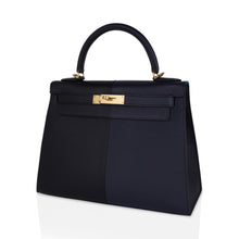 Load image into Gallery viewer, Kelly Casaque 28 Bag Black / Bleu Indigo Sellier Limited Edition