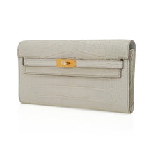 Load image into Gallery viewer, Kelly Classique To Go Wallet Beton Matte Alligator Gold Hardware
