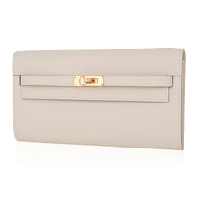 Load image into Gallery viewer, Kelly Classique To Go Wallet Craie Epsom Gold Hardware New w/Box