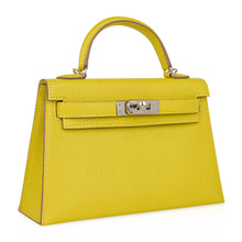 Load image into Gallery viewer, Kelly 20 Mini Sellier Bag Lime Chevre Leather Palladium New w/Box