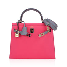 Load image into Gallery viewer, Kelly Sellier 25 HSS Bag Rose Azalee/Gris Mouette Leather Permabrass