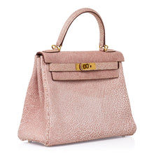 Load image into Gallery viewer, Kelly 28 Pink Dalmation Buffalo Skipper Leather Bag Gold Hardware