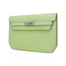 Load image into Gallery viewer, Kelly Depeches 25 Pouch Jaune Bourgeon Matte Alligator Palladium Hardware