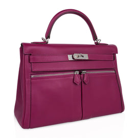 Limited Edition Kelly 32 Lakis Bag Tosca Swift Leather with Palladium Hardware