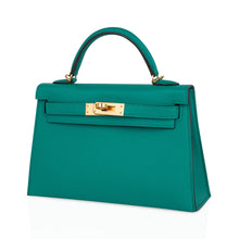 Load image into Gallery viewer, Kelly 20 Mini Sellier Bag Jade Epsom Leather Gold Hardware New w/Box