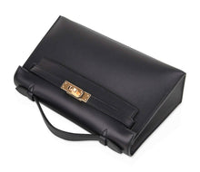 Load image into Gallery viewer, Kelly Pochette Bag Black Swift Leather with Gold Hardware