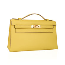 Load image into Gallery viewer, Kelly Pochette Bag Lime Clutch Gold Hardware Swift Leather
