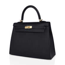 Load image into Gallery viewer, Kelly Sellier 25 Bag Black Epsom Gold Hardware New