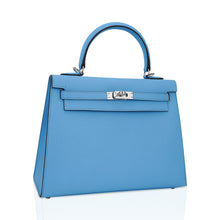 Load image into Gallery viewer, Kelly Sellier 25 Bag Blue Celeste Palladium Epsom Leather