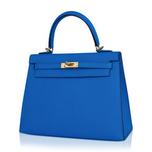 Load image into Gallery viewer, Kelly 25 Sellier Bag Blue Frida Epsom Leather with Gold Hardware