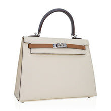 Load image into Gallery viewer, Kelly Sellier 25 Bag Nata Chai &amp; Gris Meyer Epsom Leather with Palladium Hardware
