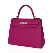Load image into Gallery viewer, Kelly 28 Sellier Bag Rose Pourpre Epsom Leather with Palladium Hardware