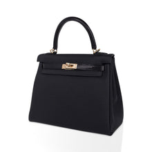 Load image into Gallery viewer, Kelly Touch 25 Retourne Bag Black Lizard / Togo Permabrass Hardware