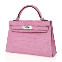 Load image into Gallery viewer, Kelly 20 Mini Sellier Bag 5P Pink Matte Alligator Palladium Limited Edition