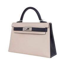 Load image into Gallery viewer, Special Order HSS Mini Kelly 20 Bag Sellier Craie &amp; Blue Indigo Epsom Leather with Palladium Hardware