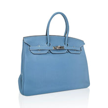Load image into Gallery viewer, Birkin 35 Bag Blue Jean Togo Leather with Palladium Hardware