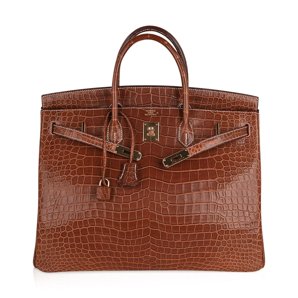 Birkin 40 Bag Rare Fauve Matte Porosus Crocodile Gold Hardware