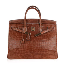Load image into Gallery viewer, Birkin 40 Bag Rare Fauve Matte Porosus Crocodile Gold Hardware