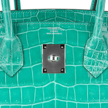 Load image into Gallery viewer, Limited Edition Birkin 30 Bag Vert Jade Porosus Crocodile with Palladium Hardware