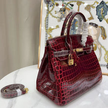 Load image into Gallery viewer, Birkin 35 Bag Bordeaux Porosus Crocodile with Gold Hardware