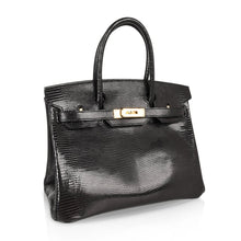 Load image into Gallery viewer, Birkin 30 Bag Jet Black Lizard Gold Hardware