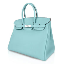Load image into Gallery viewer, Birkin 35 Bag Fresh Blue Atoll Togo Palladium Hardware