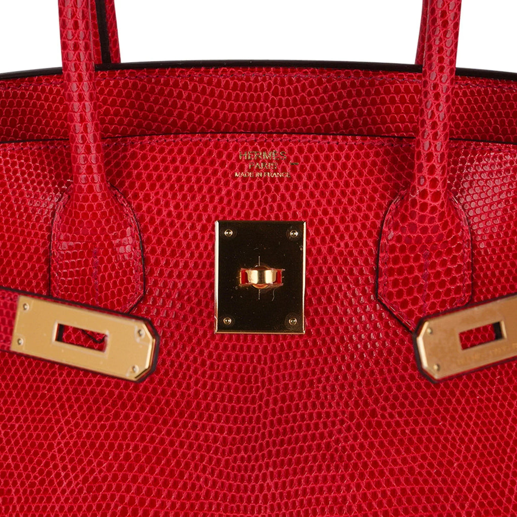 Birkin 30 Bag Rouge Exotique Lizard Limited Edition Gold Hardware Rare