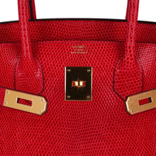 Load image into Gallery viewer, Birkin 30 Bag Rouge Exotique Lizard Limited Edition Gold Hardware Rare