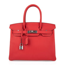 Load image into Gallery viewer, Verso Birkin 30 Bag Rouge Tomate &amp; Natural Sable Togo Leather with Palladium Hardwre