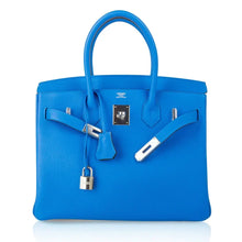 Load image into Gallery viewer, Verso Birkin 30 Bag Blue Zanzibar &amp; Malachite Togo Leather with Palladium Hardware