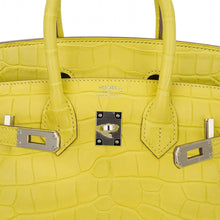 Load image into Gallery viewer, Birkin 25 Bag Lime Matte Alligator with Palladium Hardware