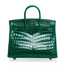 Load image into Gallery viewer, Birkin 25 Bag Emerald Crocodile Gold Hardware