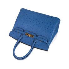 Load image into Gallery viewer, Birkin 30 Bag Bleu Mykonos Ostrich with Gold Hardware