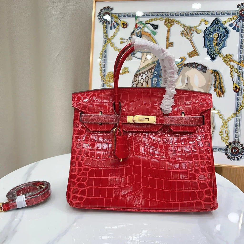 Birkin 30 Rouge Matte Alligator Gold Hardware